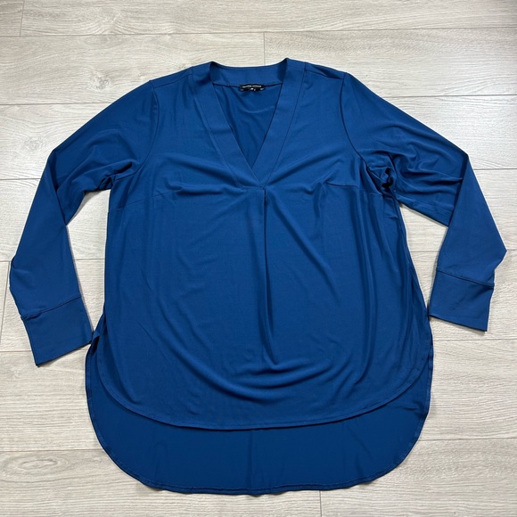 Universal Standard Swoop High Low Jersey Tunic Top Blue - Picture 3 of 11